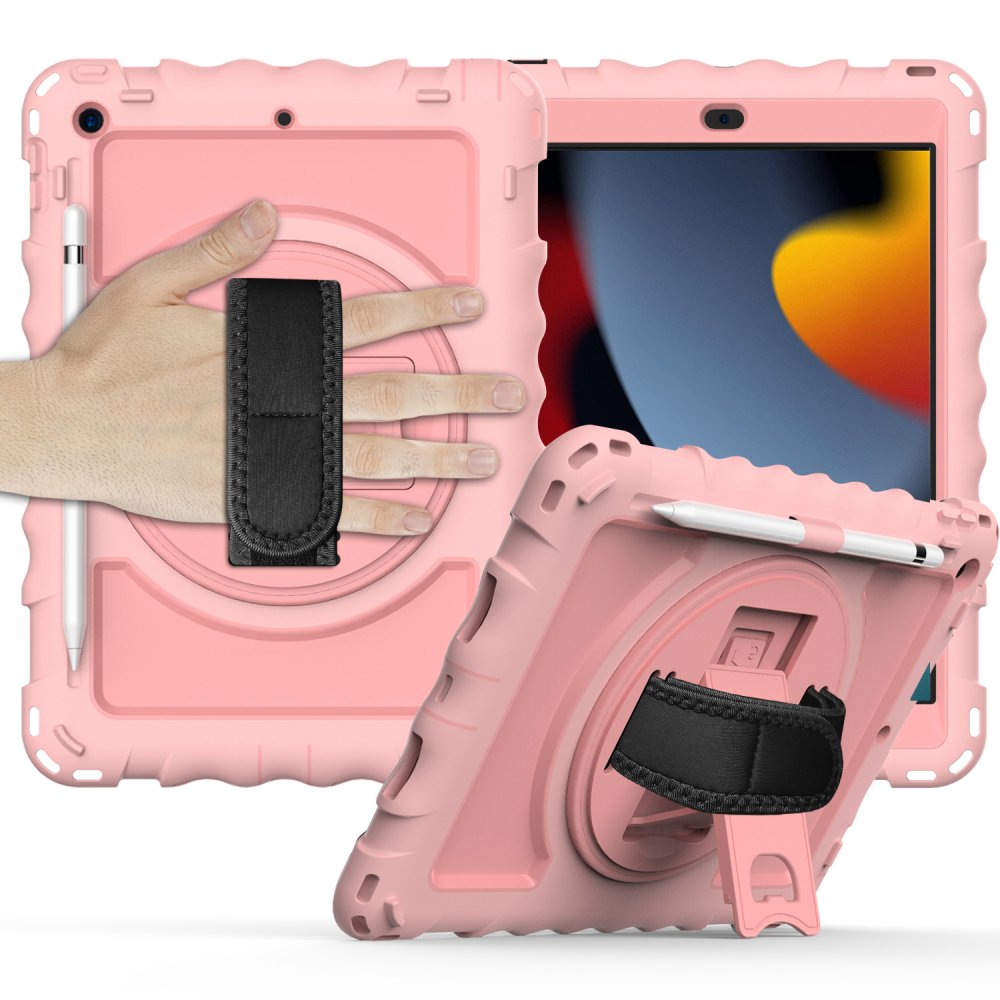 For Apple iPad 9th 8th 7th Gen 10.2 inch Tablet Complete 360 Tough Hybrid Kickstand with Shoulder Hand Strap - Image 3