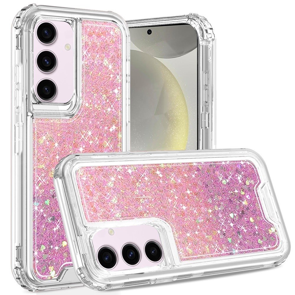 For Samsung Galaxy s25/s24 Epoxy Sticker Glitter 3in1 Shockproof Transparent Hybrid Case