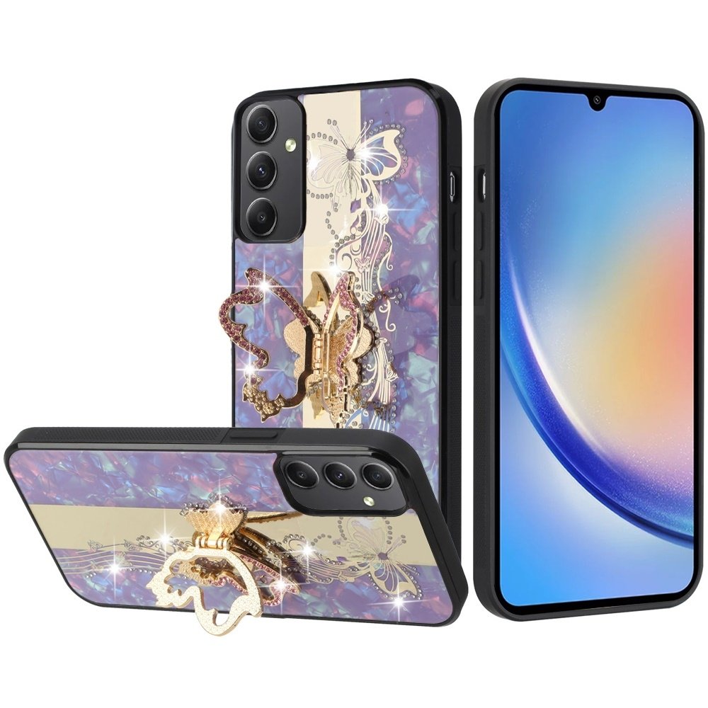 For Samsung Galaxy A15 5G SPLENDID Diamond Glitter Ornaments Engraving Case Cover Enchanted Butterfly