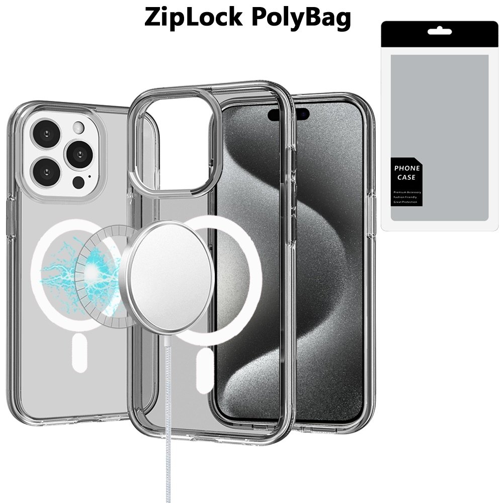 [PolyBag] For Apple iPhone 15 Pro Max Sturdy Ultra Magnetic Circle Thick 3mm Transparent Hybrid - Image 3