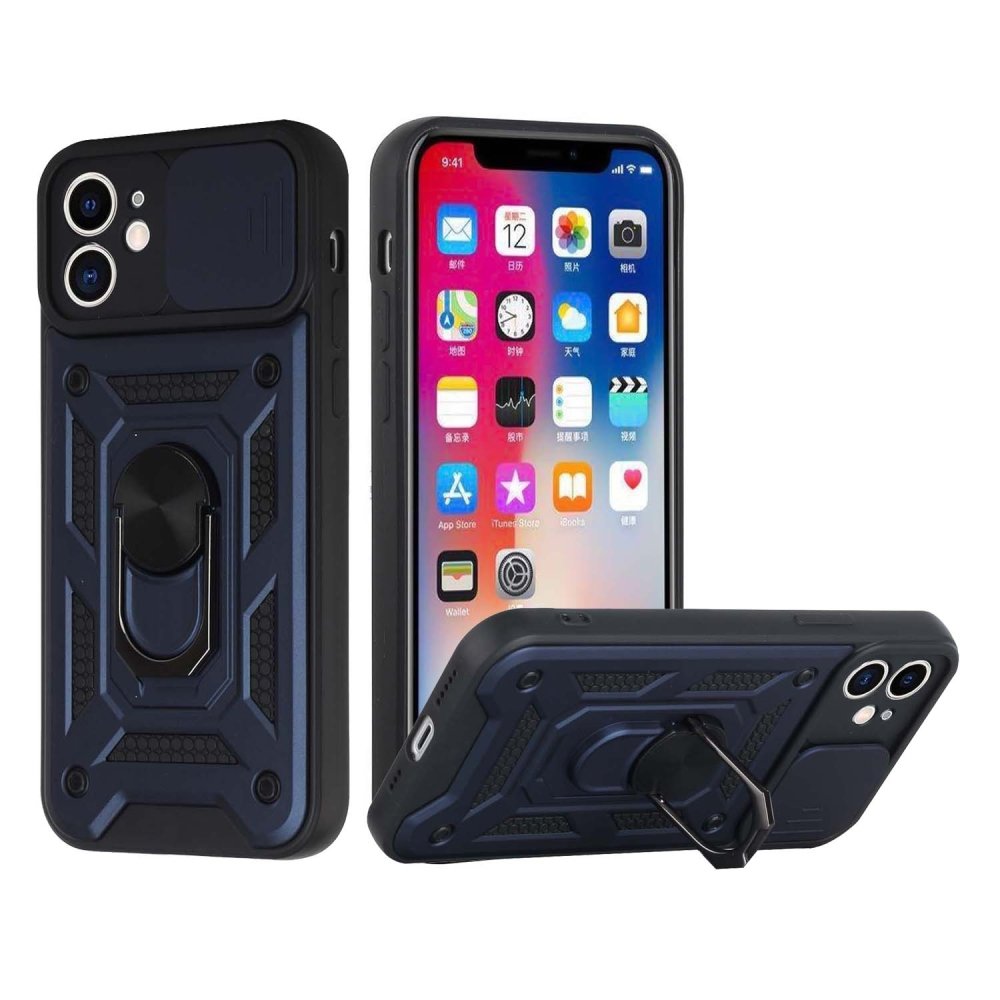 For Apple iPhone 15 ELITE Camera Push Magnetic Ring Stand Hybrid Case Cover - Image 2