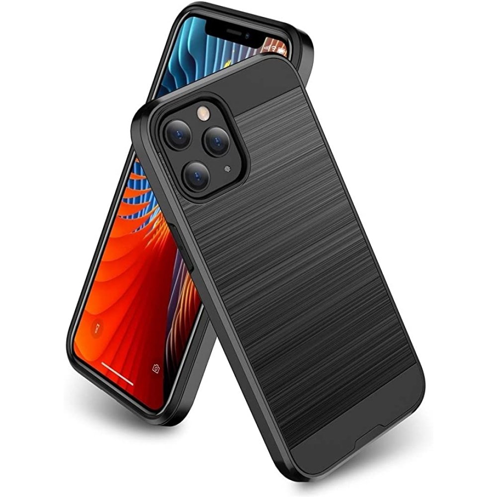 For Apple iPhone 14 PRO 6.1" Brushed Metallic Design Hybrid Case Cover - Image 6