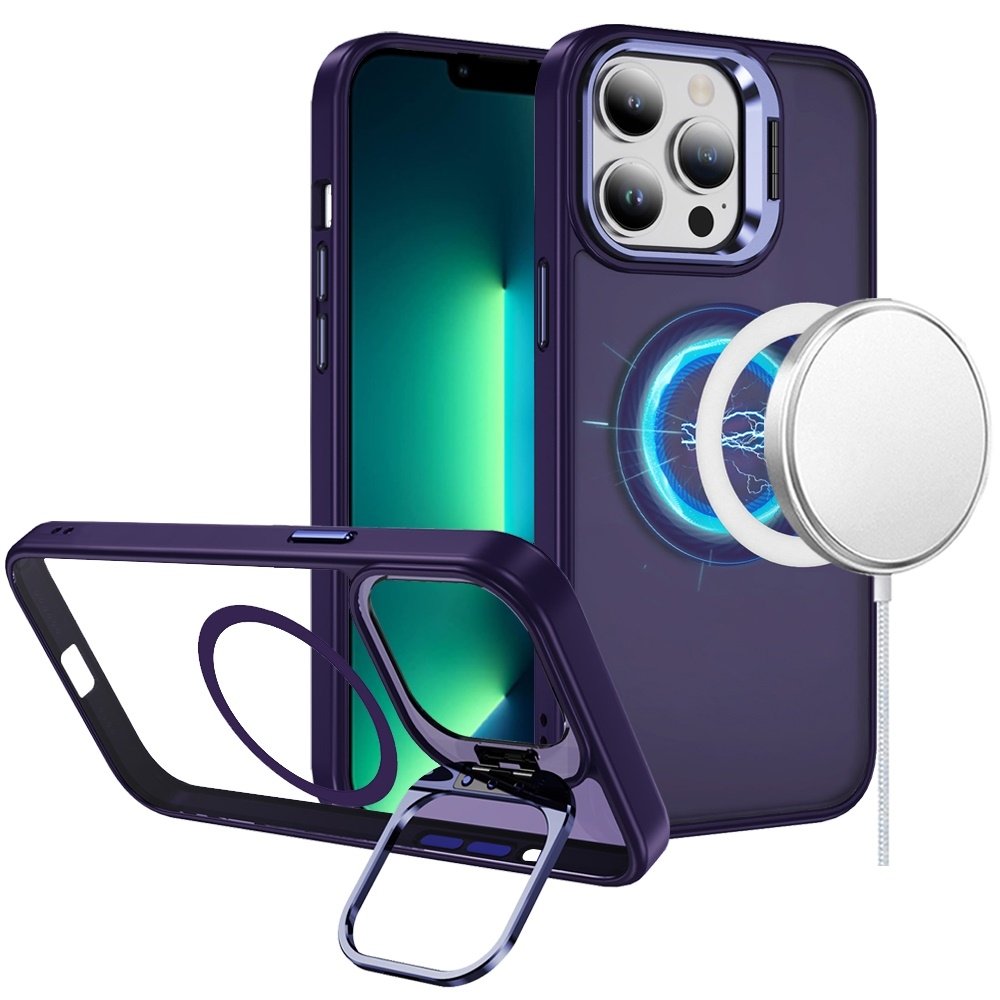 For Apple iPhone 13 Pro Max Fearless Tough HQ Metallic Hybrid with Camera Ring Stand Magnetic Circle Case - Image 5