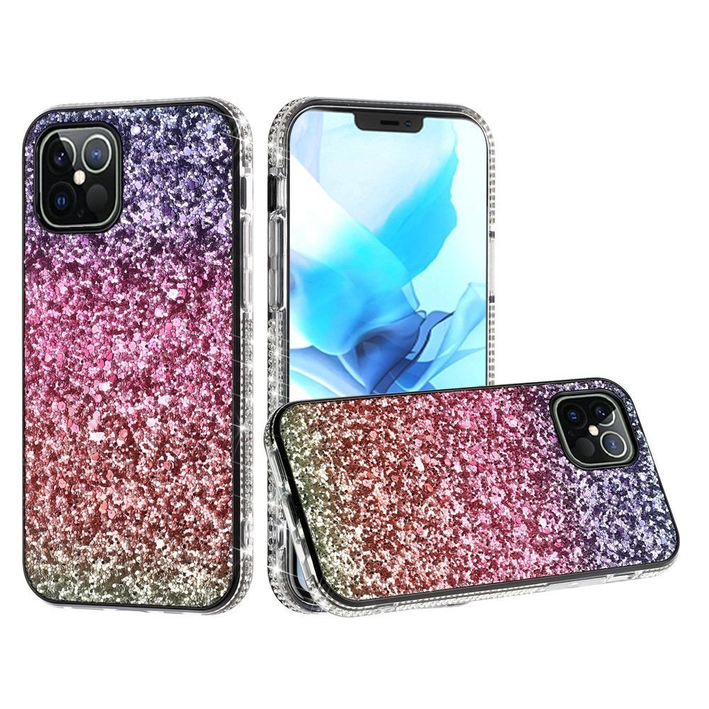 For Apple iPhone 13 Pro Decorative Glitter with Diamond All Around Hybrid - Image 2