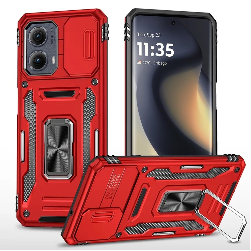 For Motorola Moto Edge 5G 2024 Utter Tough Metal Ring Movable Camera Window Hybrid