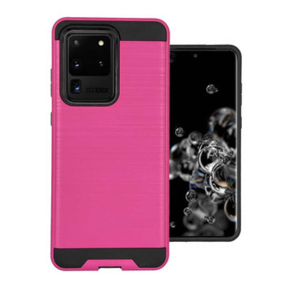 For Samsung Galaxy S22 Ultra Brushed Metallic Design Hybrid Case Cover