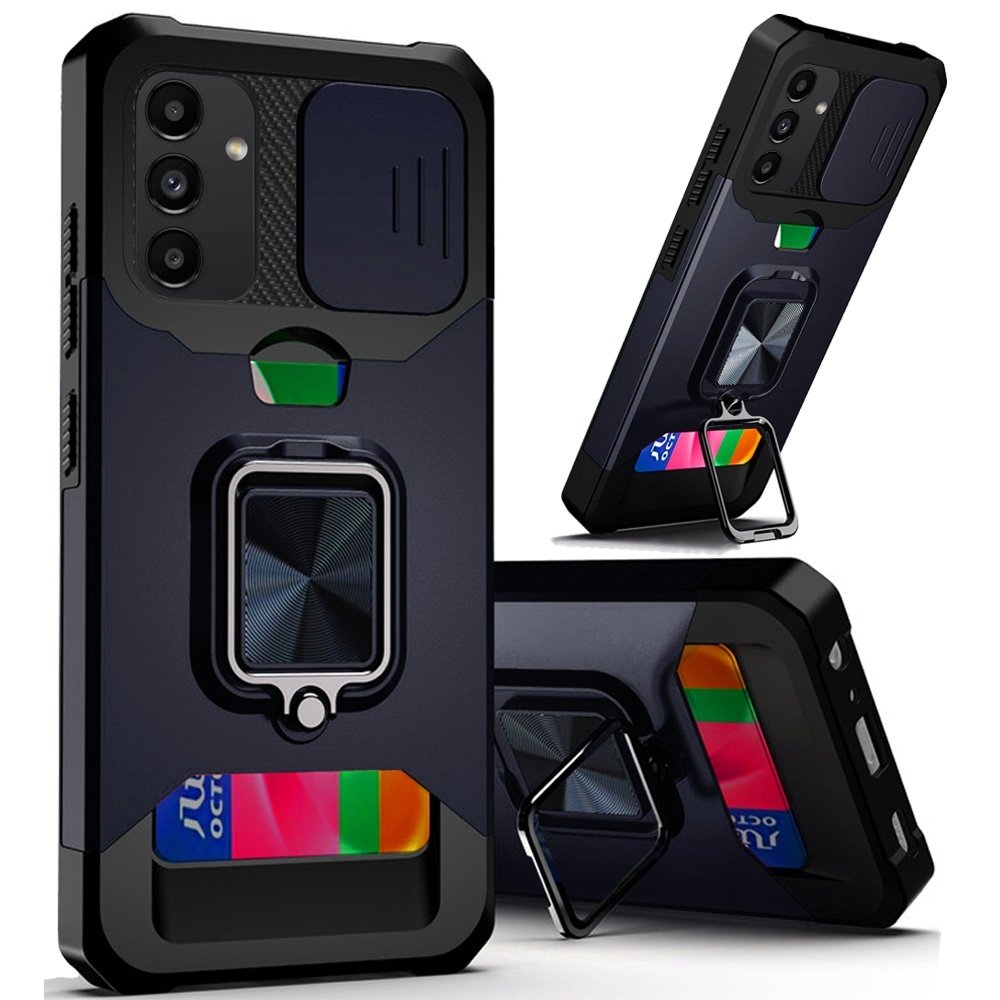 For Samsung Galaxy A14 5G Multi-Functional Card Magnetic Ring Stand Hybrid Camera Case Cover - Image 4