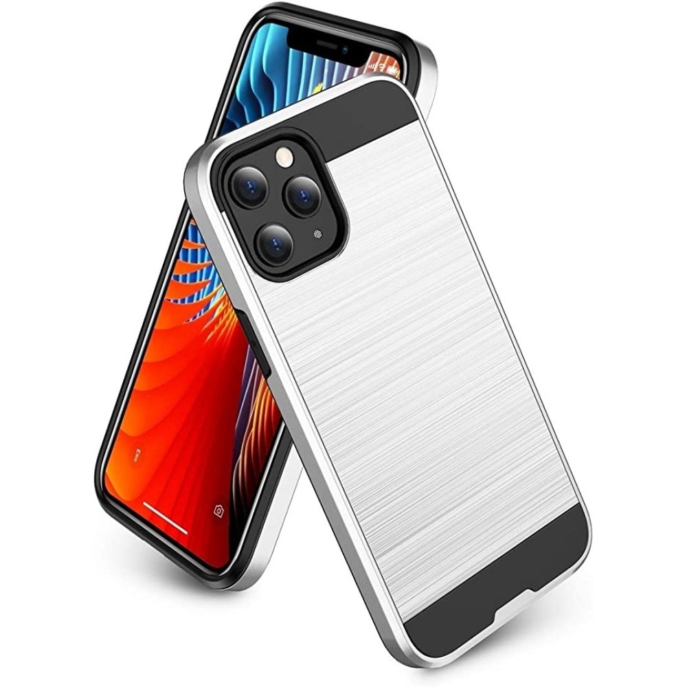 For Apple iPhone 14 PRO 6.1" Brushed Metallic Design Hybrid Case Cover - Image 4
