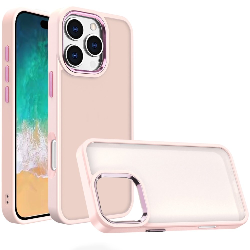 For Apple iPhone 16 Pro Max 6.9 inch Polished Oil Thick Acrylic Metal Button Hybrid Case Cover - Image 3