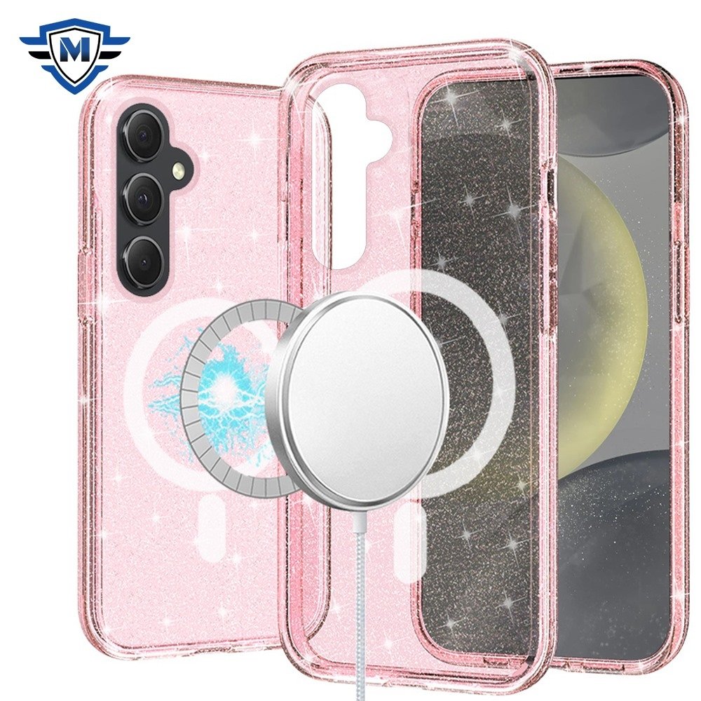 For Samsung Galaxy s24 METKASE Magnetic Glitter Ultra Thick 3mm Transparent Hybrid in Slide-Out Package