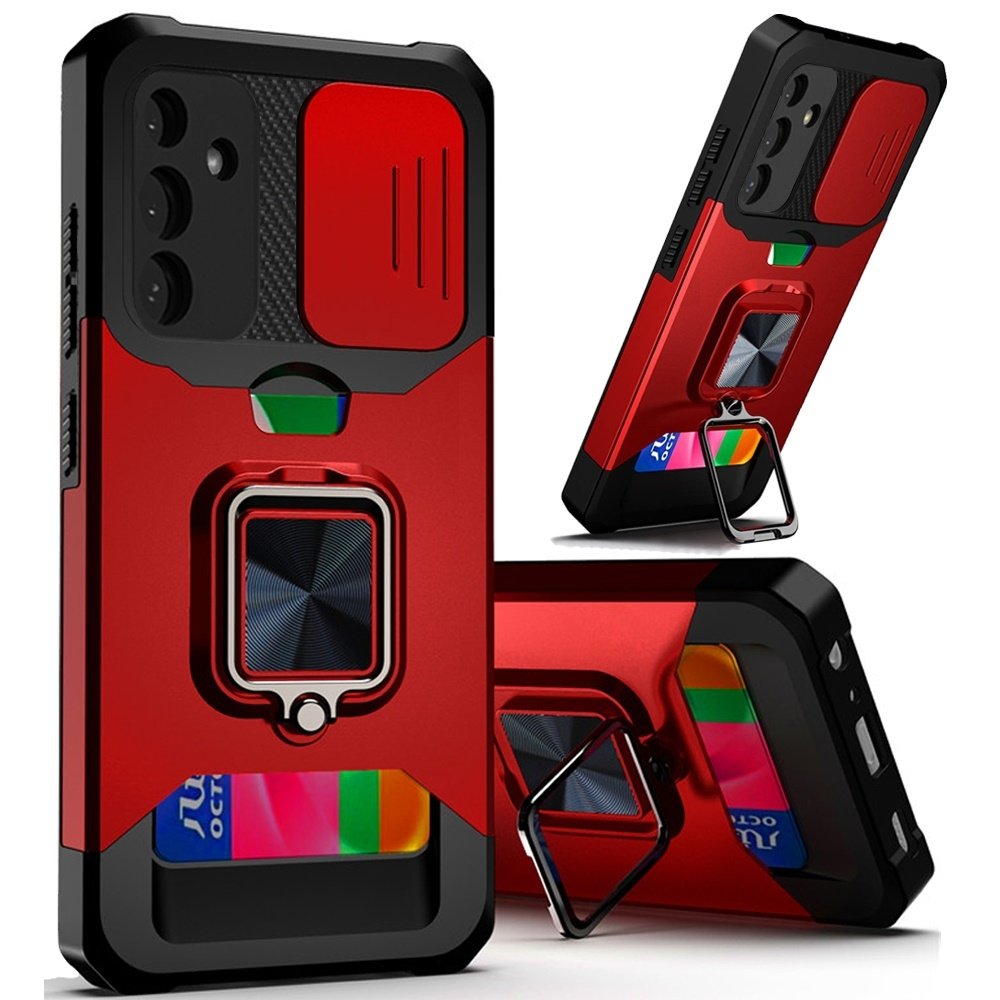 For Samsung Galaxy S24 FE Multi-Functional Card Magnetic Ring Stand Hybrid Camera