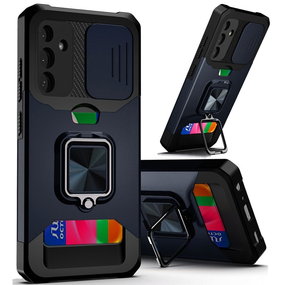 For Samsung Galaxy S24 FE Multi-Functional Card Magnetic Ring Stand Hybrid Camera - Image 2