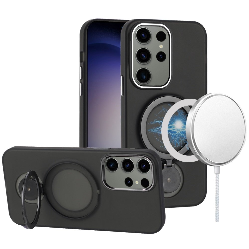 For Samsung Galaxy s24 Hoop Kickstand Magnetic Circle HD Transparent Chrome Hybrid - Image 4
