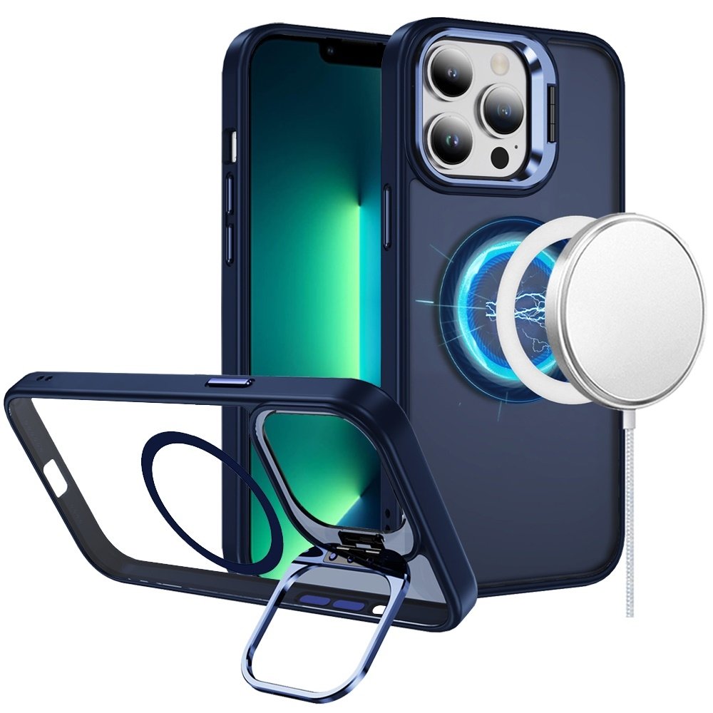 For Apple iPhone 13 Pro Max Fearless Tough HQ Metallic Hybrid with Camera Ring Stand Magnetic Circle Case - Image 4