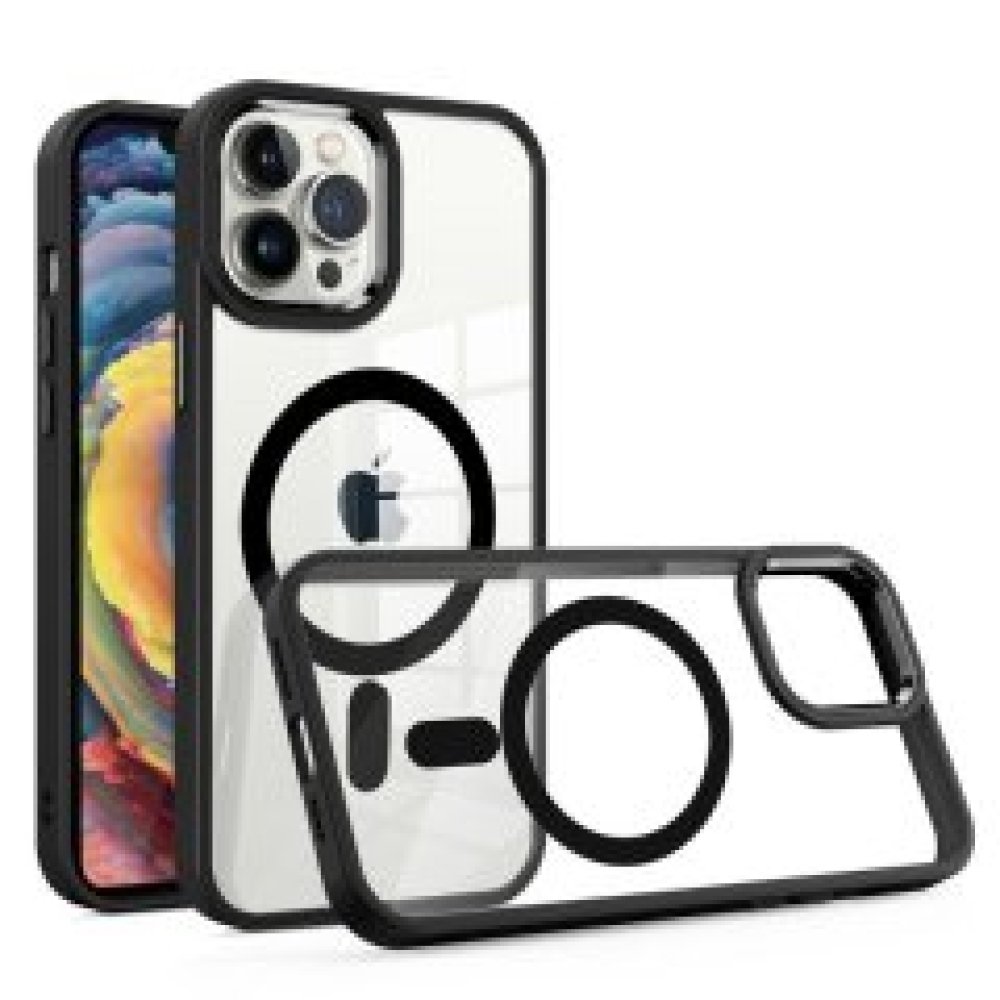 For Apple iPhone 15 Greatest Clear Acrylic Magnetic Circle ShockProof ToughThick Metal Button Hybrid - Image 3