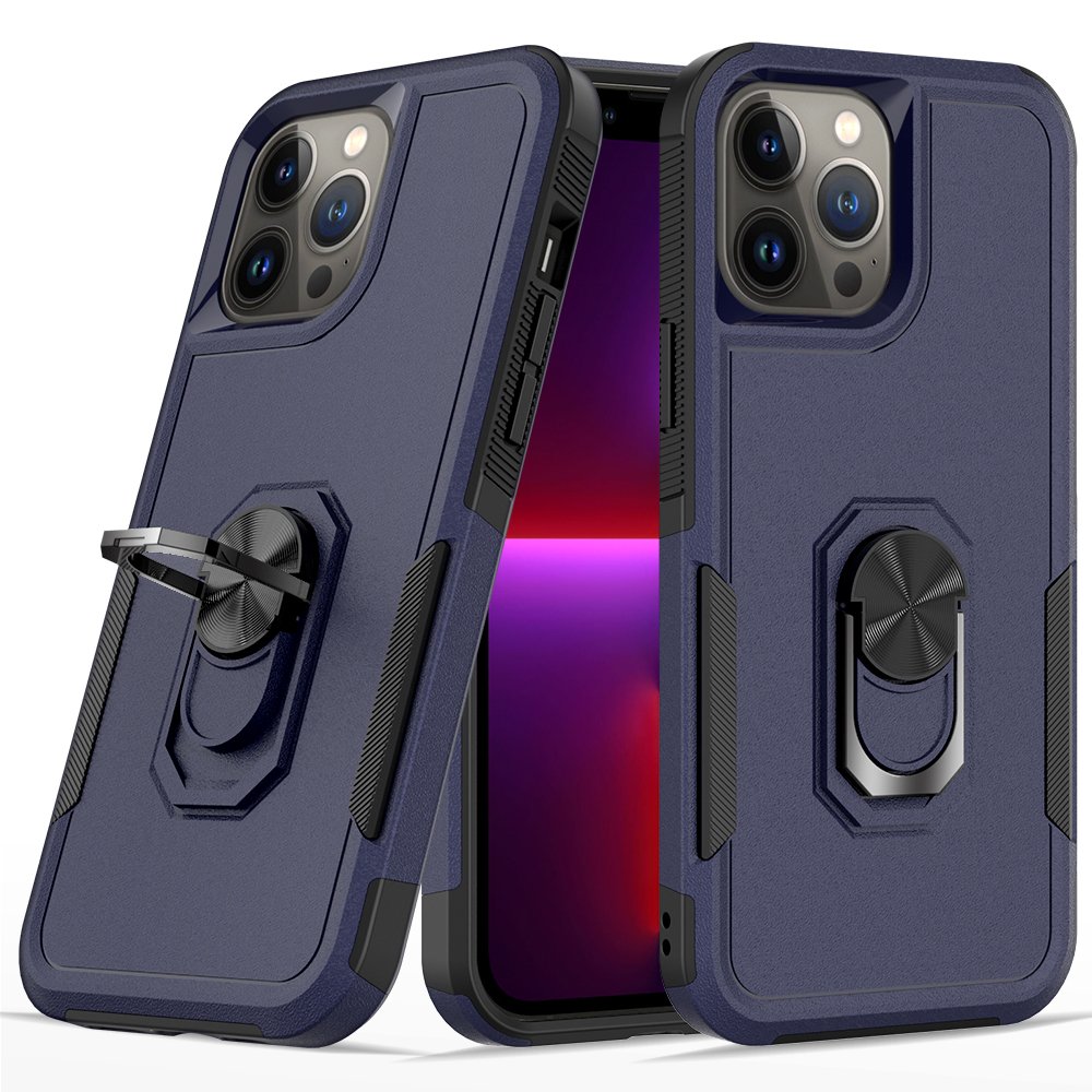 For Apple iPhone 13 Pro Max Perfect Tough Thick Hybrid With Metal Ring Stand Cover Case
