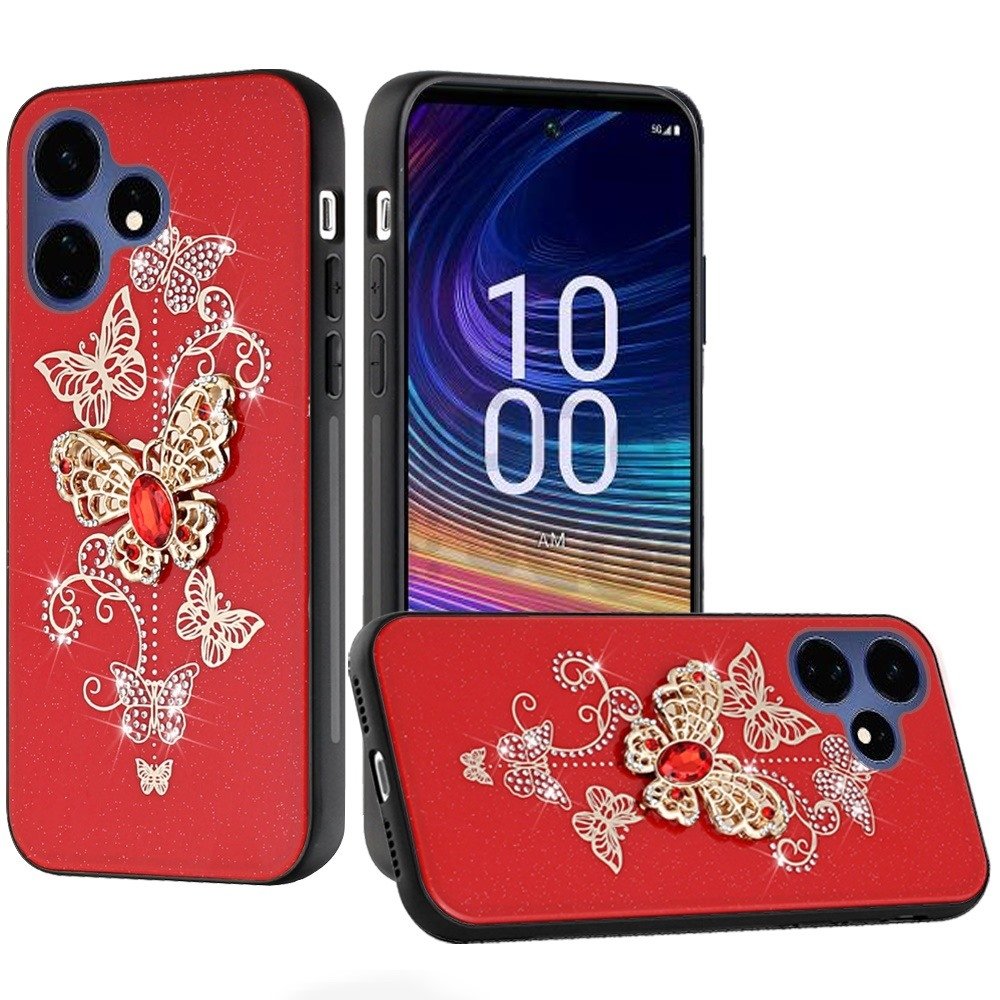 For Celero 3 5G 2024 SPLENDID Diamond Glitter Ornaments Engraving Case Cover Garden Butterfly - Image 3