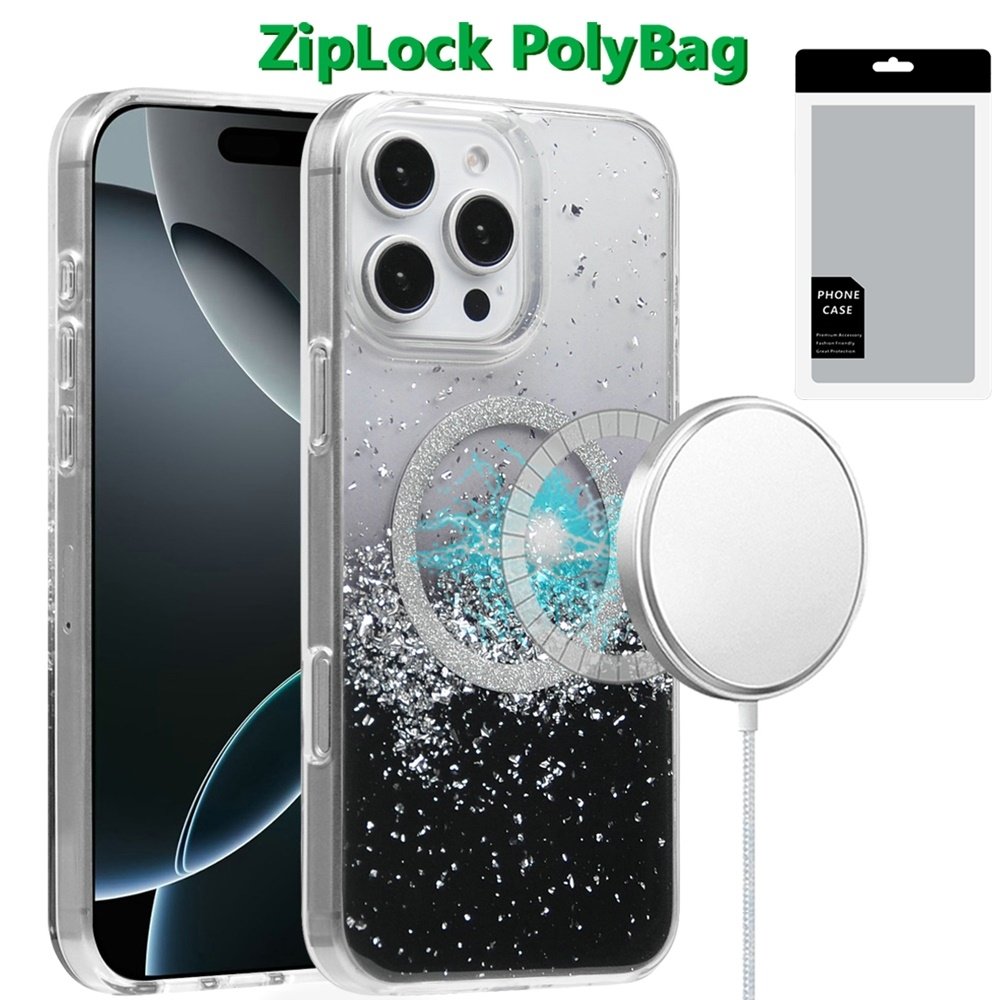 [PolyBag] For Apple iPhone 16 Pro Max 6.9 inch Magnetic Glitter Epoxy Transparent Hybrid - Image 2