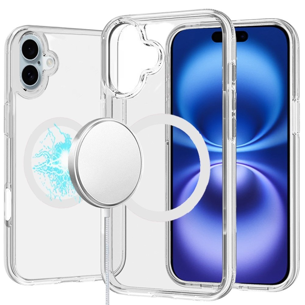 For Apple iPhone 16 Plus 6.7 inch Sturdy Ultra Magnetic Circle Thick 3mm Transparent Hybrid - Image 2