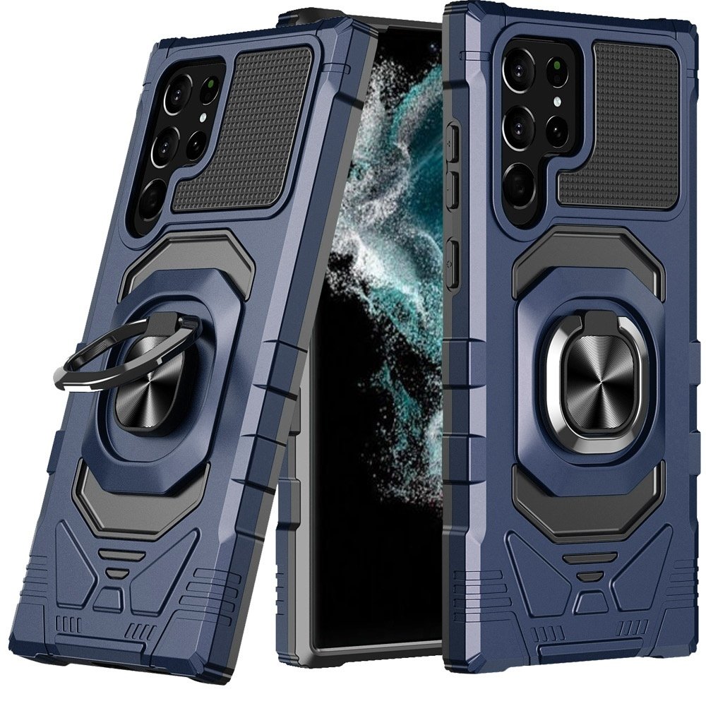 For Samsung Galaxy S23 Plus Robotic Hybrid with Magnetic Ring Stand Case Cover