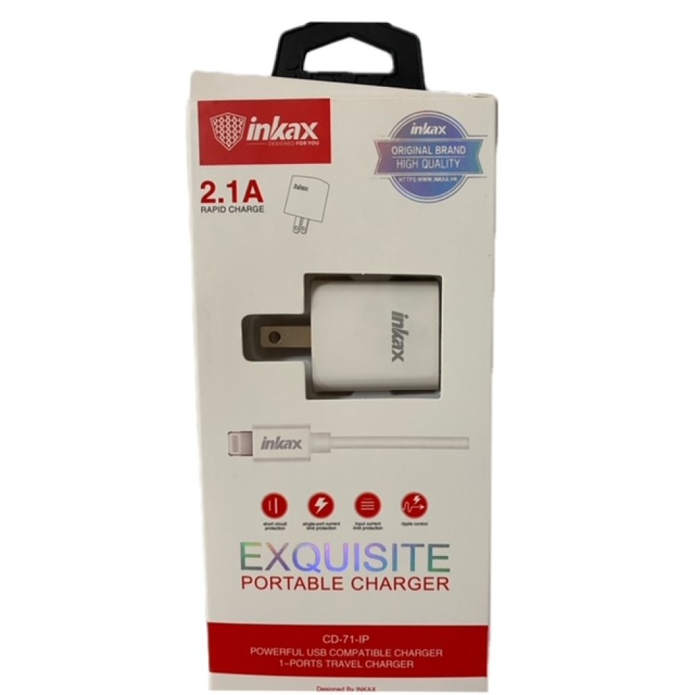 Inkax Exquisite Portable 1 Port Charger and USB Cable Iphone