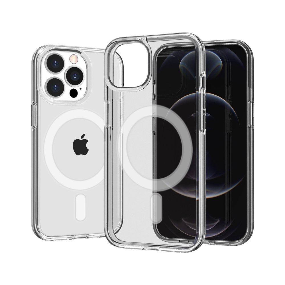 For Apple iPhone 13 / iPhone 14 6.1" Sturdy Ultra Magnetic Circle Thick 3mm Transparent Hybrid Case Cover - Image 2