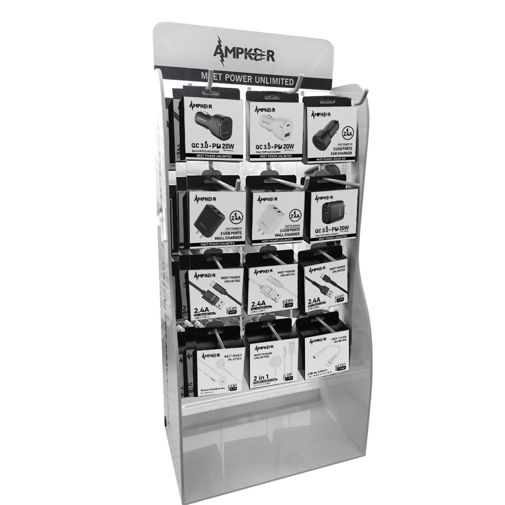 AMPXKER Small Over the Counter White Display With LIGHTS - For Smaller Package Goods - 2FT Height X 1FT Width