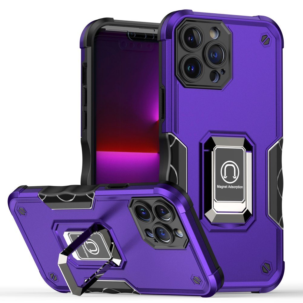 For Apple iPhone 15 Pro Max OPTIMUM Magnetic Ring Stand Hybrid Case Cover - Image 4