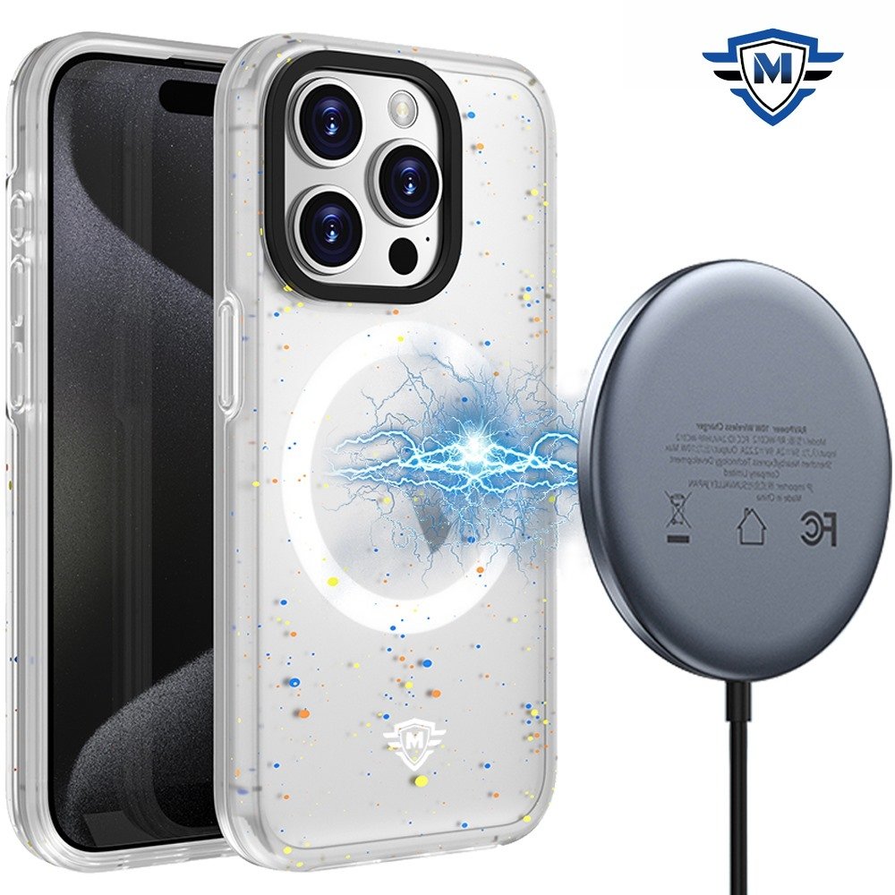 For Apple iPhone 15 Plus METKASE Iridescent Spots Magnetic Circle Hybrid - Image 2