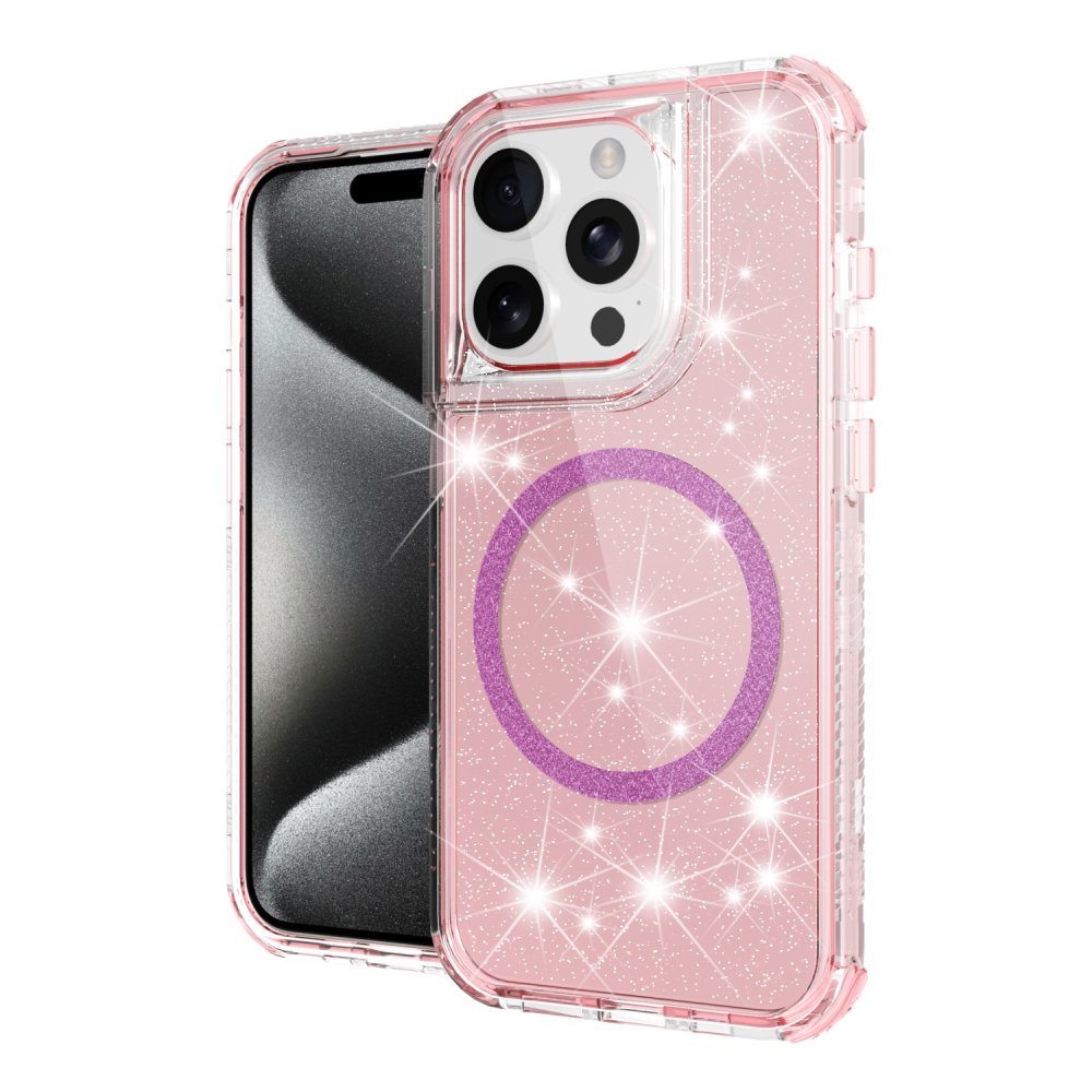 For Apple iPhone 12 & iPhone 12 Pro Magnetic Ring Glitter 3in1 Hybrid Case Cover - Image 2