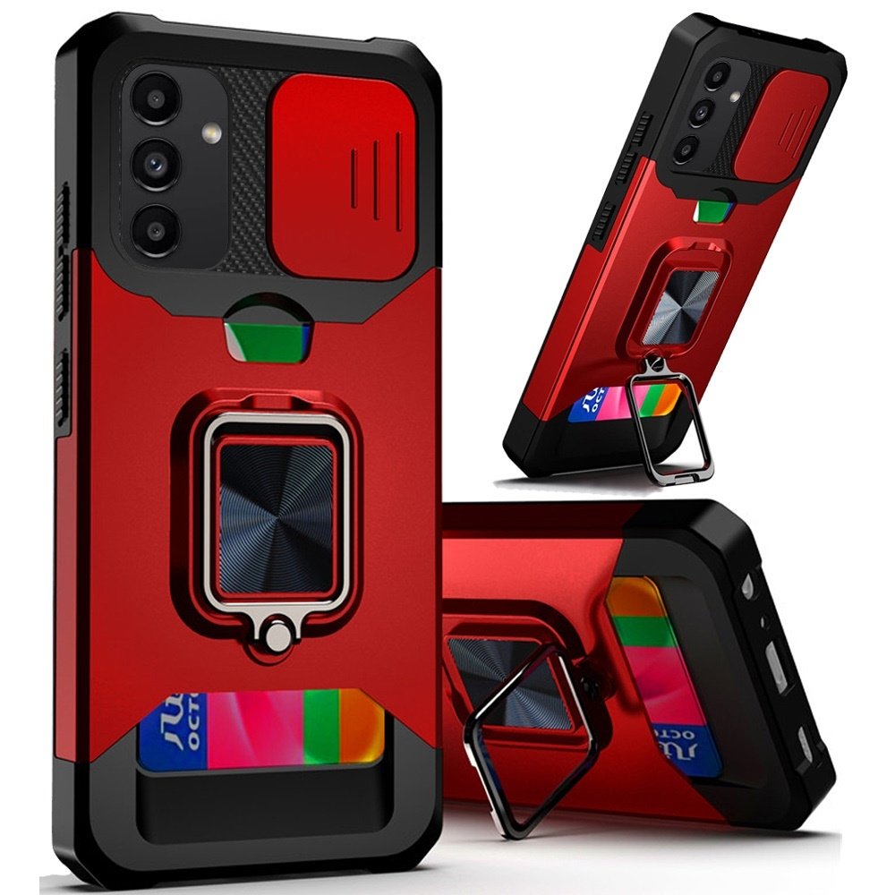 For Samsung Galaxy A14 5G Multi-Functional Card Magnetic Ring Stand Hybrid Camera Case Cover - Image 5