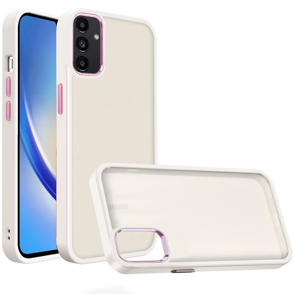 For Samsung Galaxy A15 5G Polished Oil Thick Acrylic Metal Button Hybrid Case Cover - Image 2