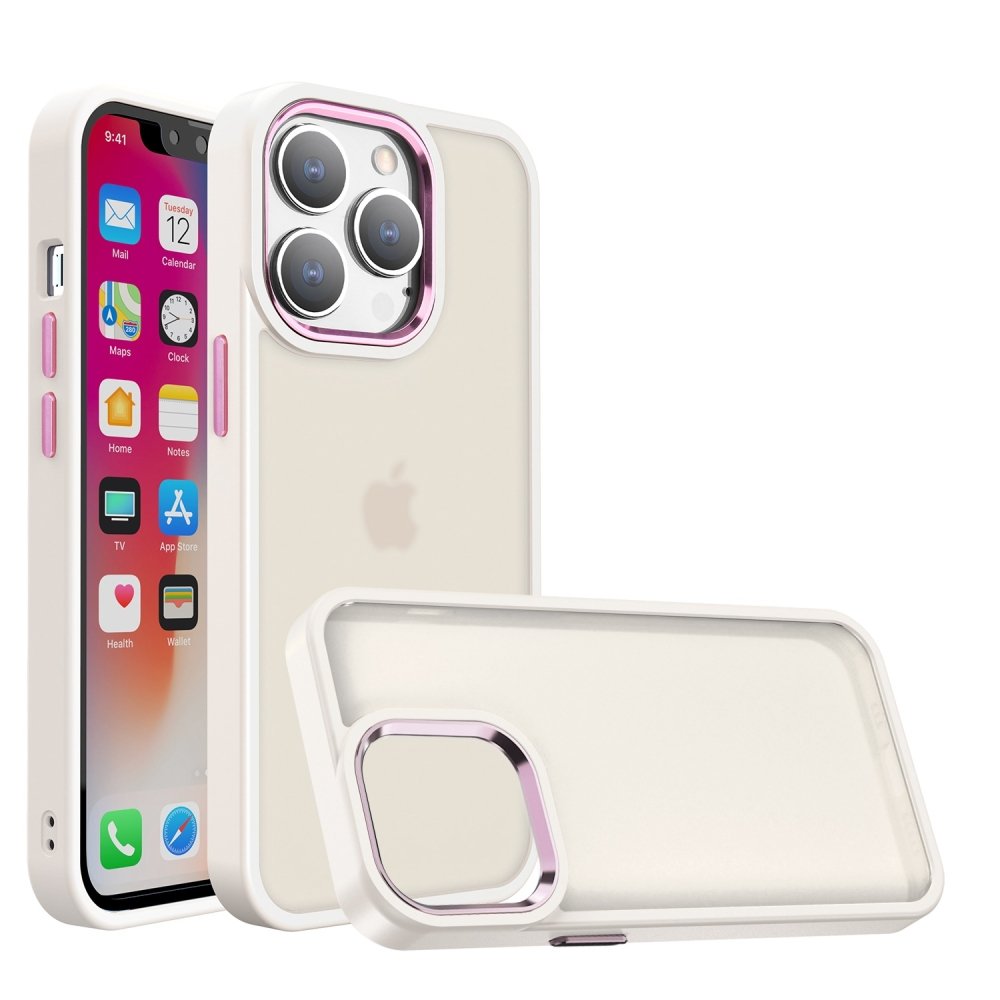 For Apple iPhone 15 Pro Polished Oil Thick Acrylic Metal Button Hybrid Case Cover - Image 3