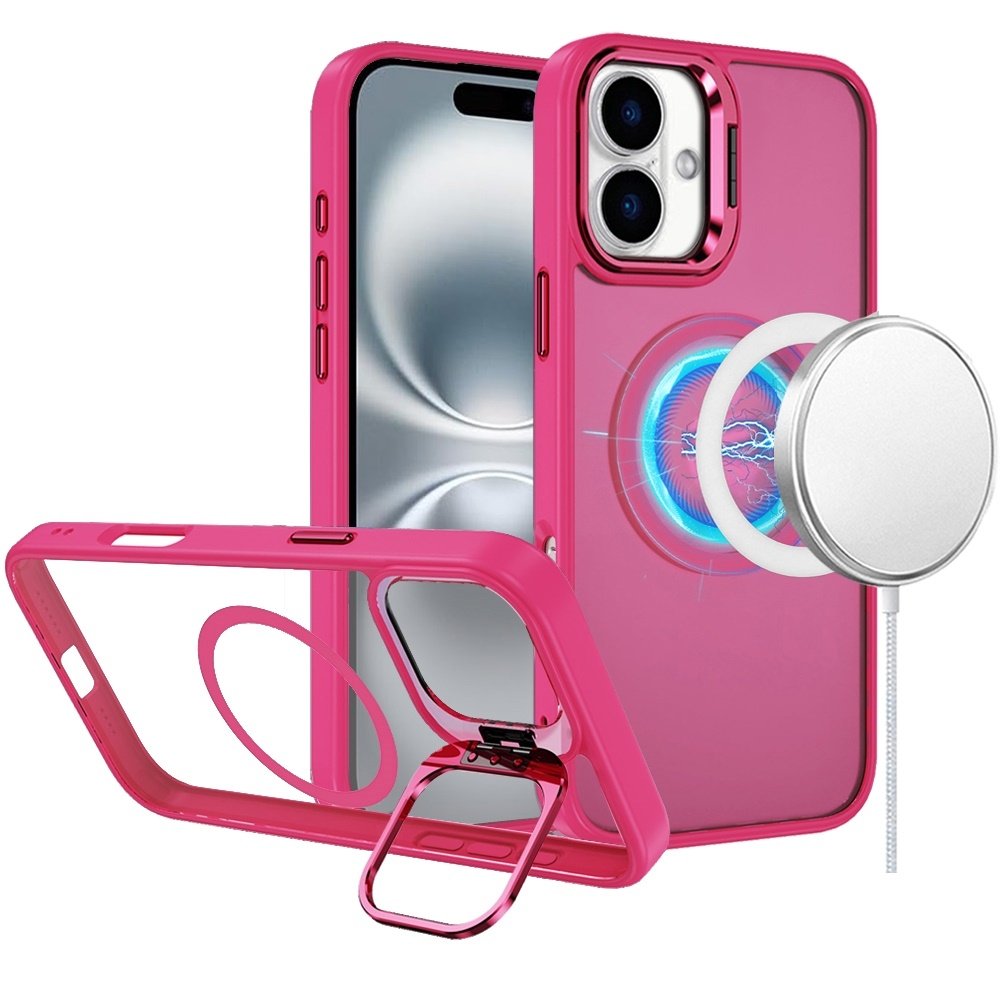 For Apple iPhone 16 6.1 inch Fearless Tough HQ Metallic Hybrid with Camera Ring Stand Magnetic Circle Case - Image 3