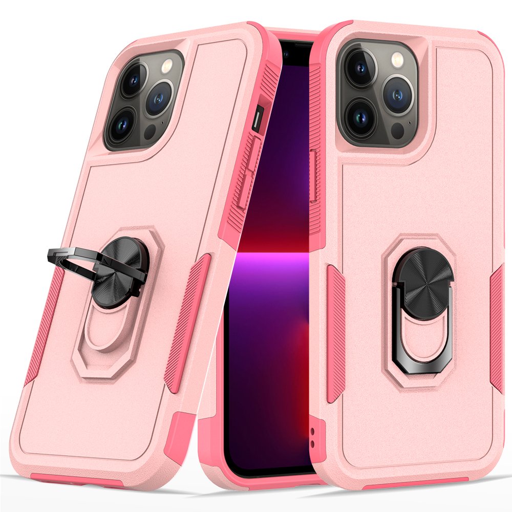 For Apple iPhone 14 PRO 6.1" Perfect Tough Thick Hybrid With Metal Ring Stand Cover Case