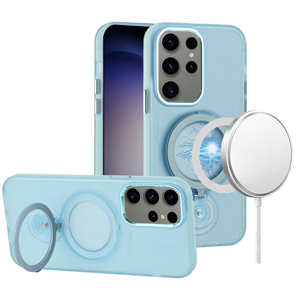 For Samsung Galaxy s24 Hoop Kickstand Magnetic Circle HD Transparent Chrome Hybrid - Image 2