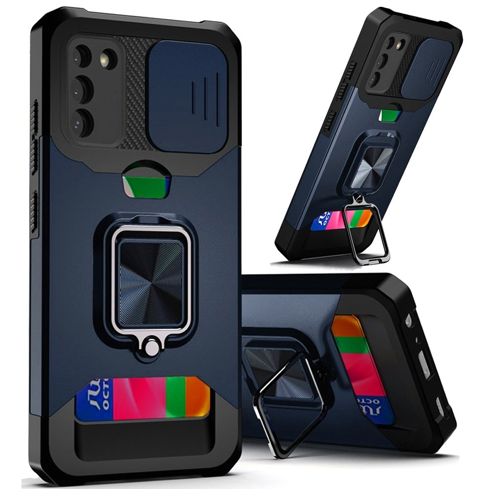 For Samsung Galaxy S22 Plus Multi-Functional Card Magnetic Ring Stand Hybrid Camera Case Cover - Image 2