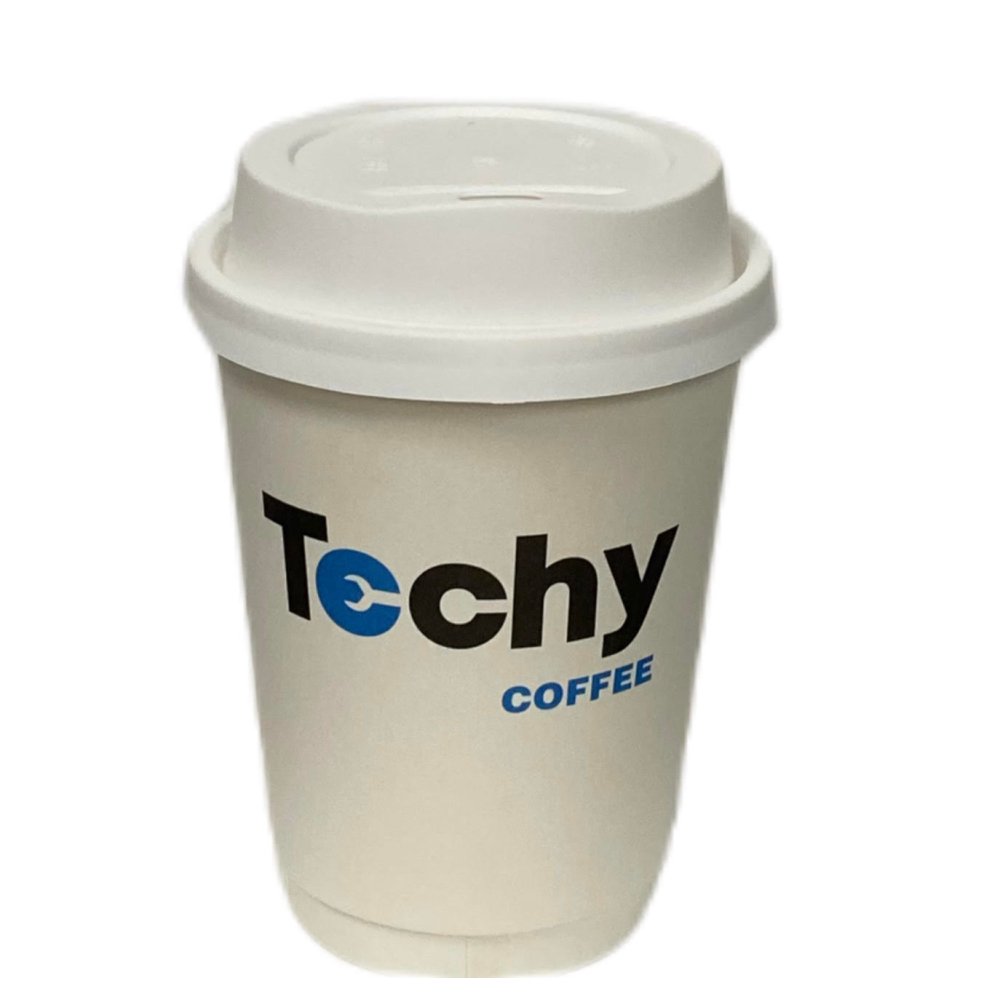 Techy Coffee Cups With Lids Disposable 12 oz