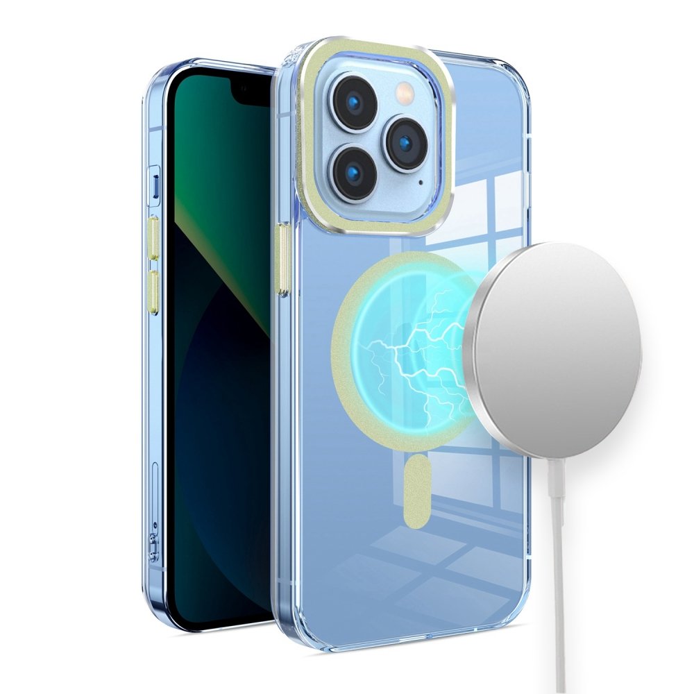 For Apple iPhone 14 PRO 6.1" Premium Matching Magnetic Circle & Camera Edge Color Chrome Hybrid Design