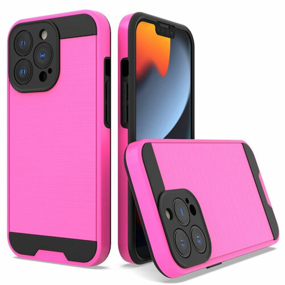 For Apple iPhone 13 Pro Brushed Metallic Design Hybrid Case Cover - Image 5