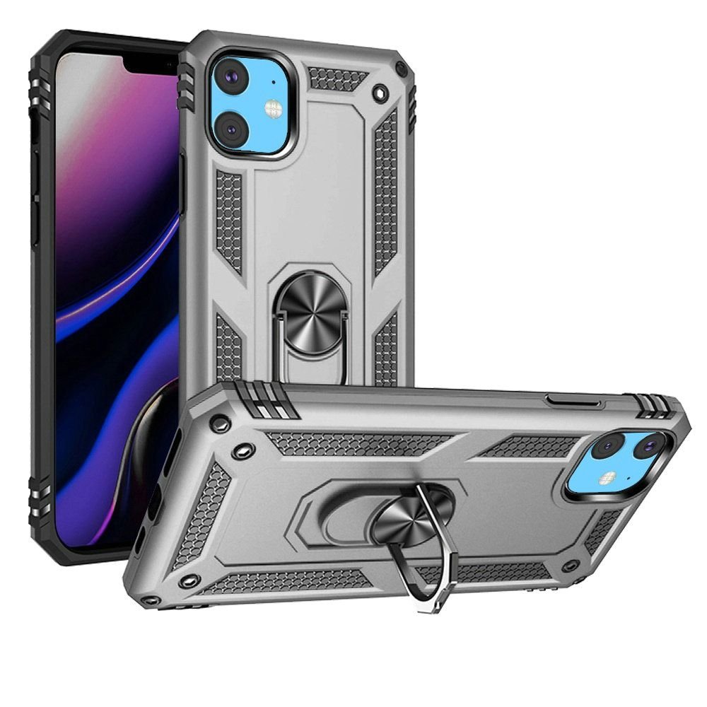 For iPhone 15 Pro Max Ring Magnetic Kickstand Hybrid Case Cover - Image 4
