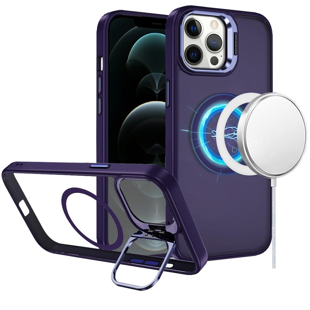 For Apple iPhone 12 Pro Max 6.7 Fearless Tough HQ Metallic Hybrid with Camera Ring Stand Magnetic Circle Case - Image 4