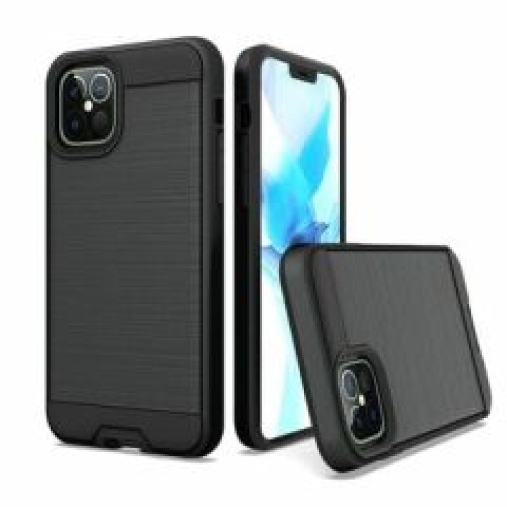 For Apple iPhone 13 / iPhone 14 6.1" Brushed Metallic Design Hybrid Case Cover - Image 4