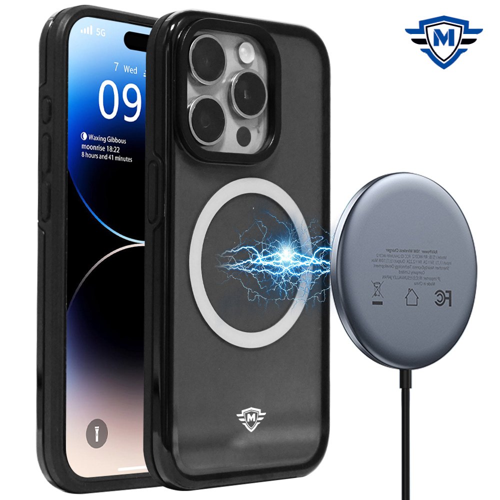 For Apple iPhone 15 Plus METKASE Basic Transparent Magnetic Circle Premium Hybrid