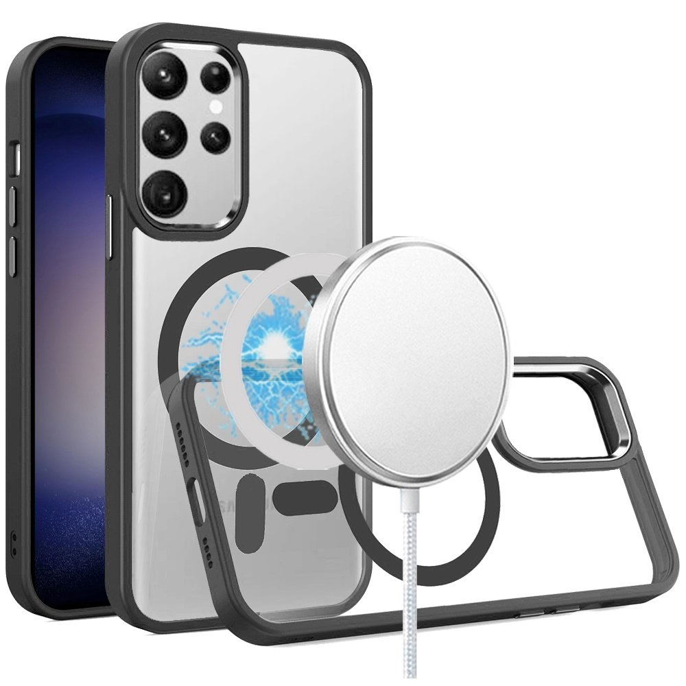 For Samsung Galaxy s24 Ultra Greatest Clear Acrylic Magnetic Circle ShockProof ToughThick Metal Button Hybrid - Image 2