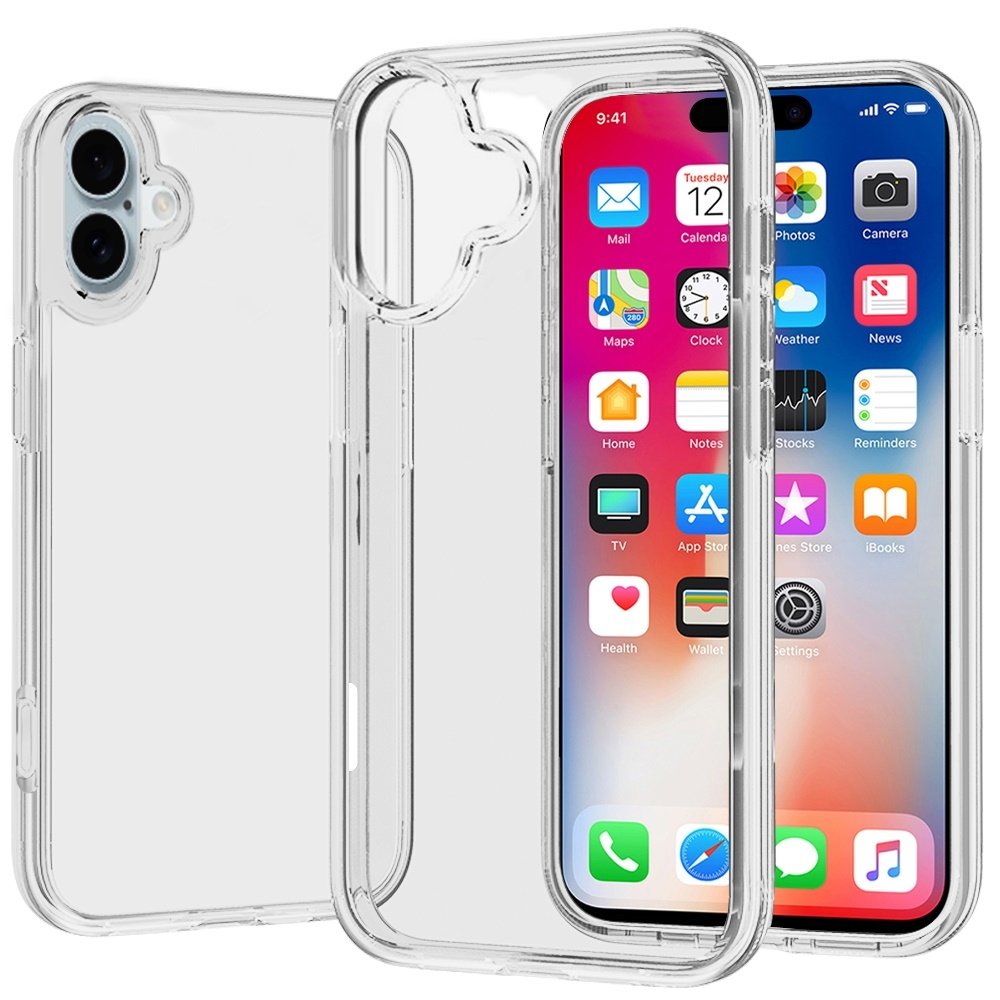 For Apple iPhone 16 6.1 inch Sturdy Ultra Thick 3mm Transparent Hybrid Case Cover
