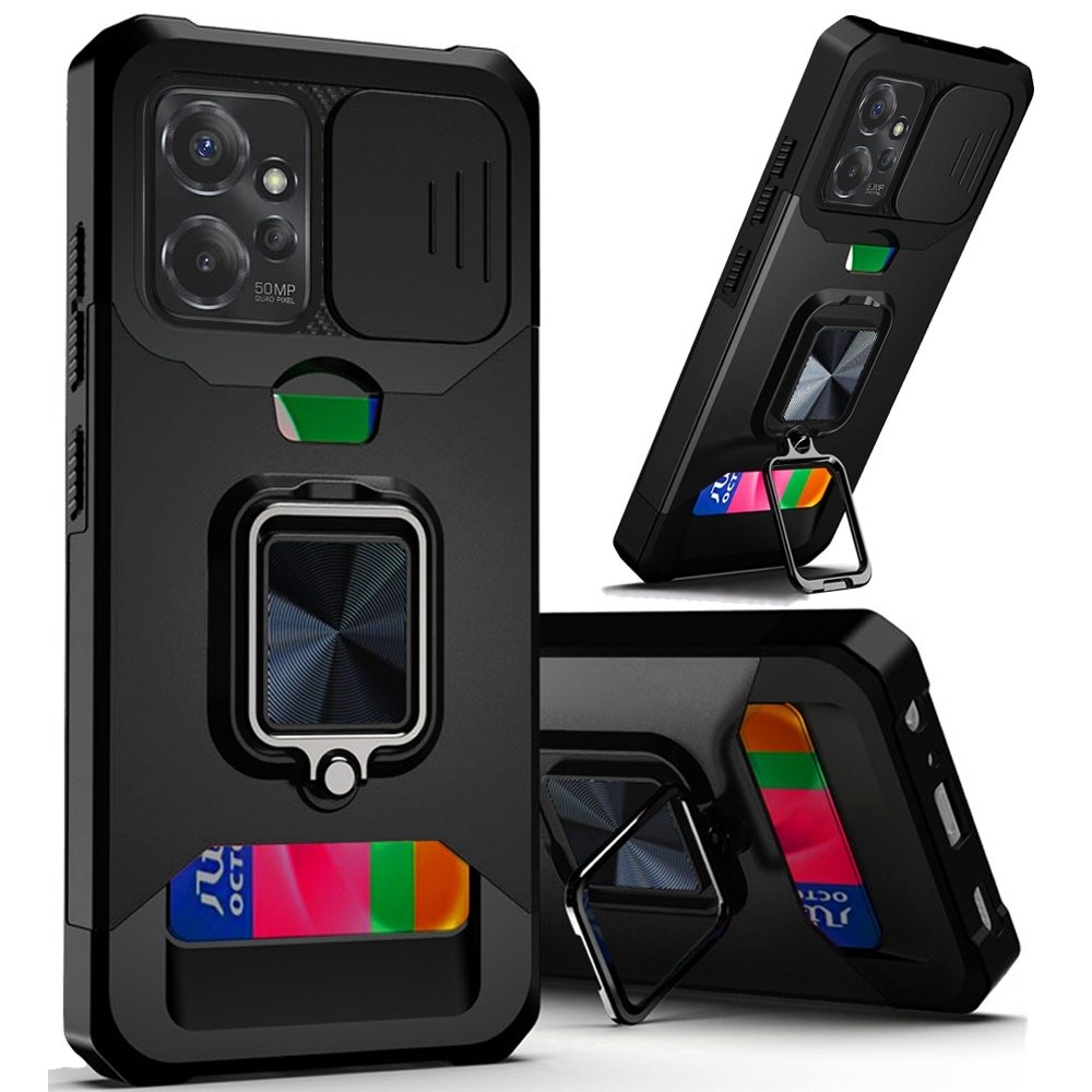 For Motorola Moto G Power 5g 2024 Multi-Functional Card Magnetic Ring Stand Hybrid Camera Case Cover
