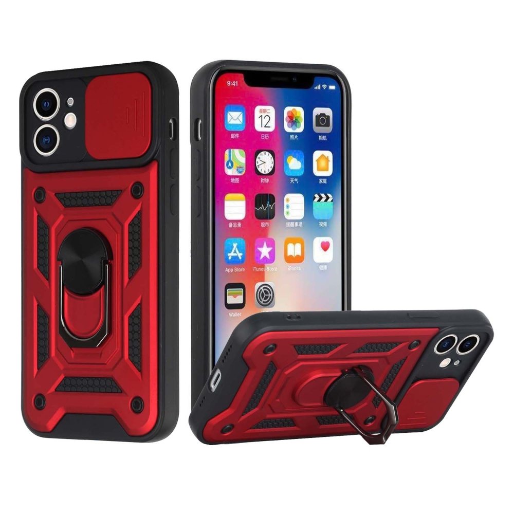 For Apple iPhone 14 PRO 6.1" ELITE Camera Push Magnetic Ring Stand Hybrid Case Cover