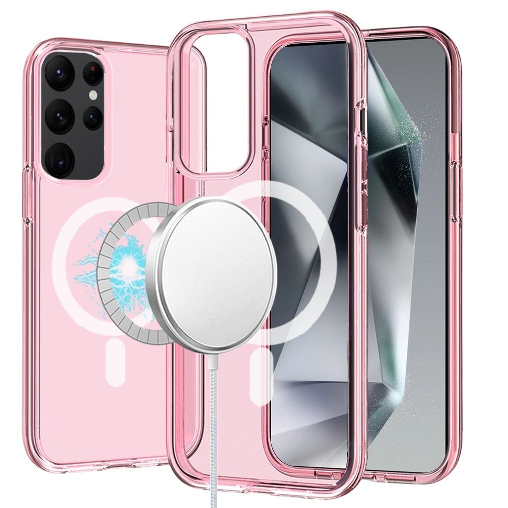 For Samsung Galaxy S24 Ultra Sturdy Ultra Magnetic Circle Thick 3mm Transparent Hybrid Case Cover