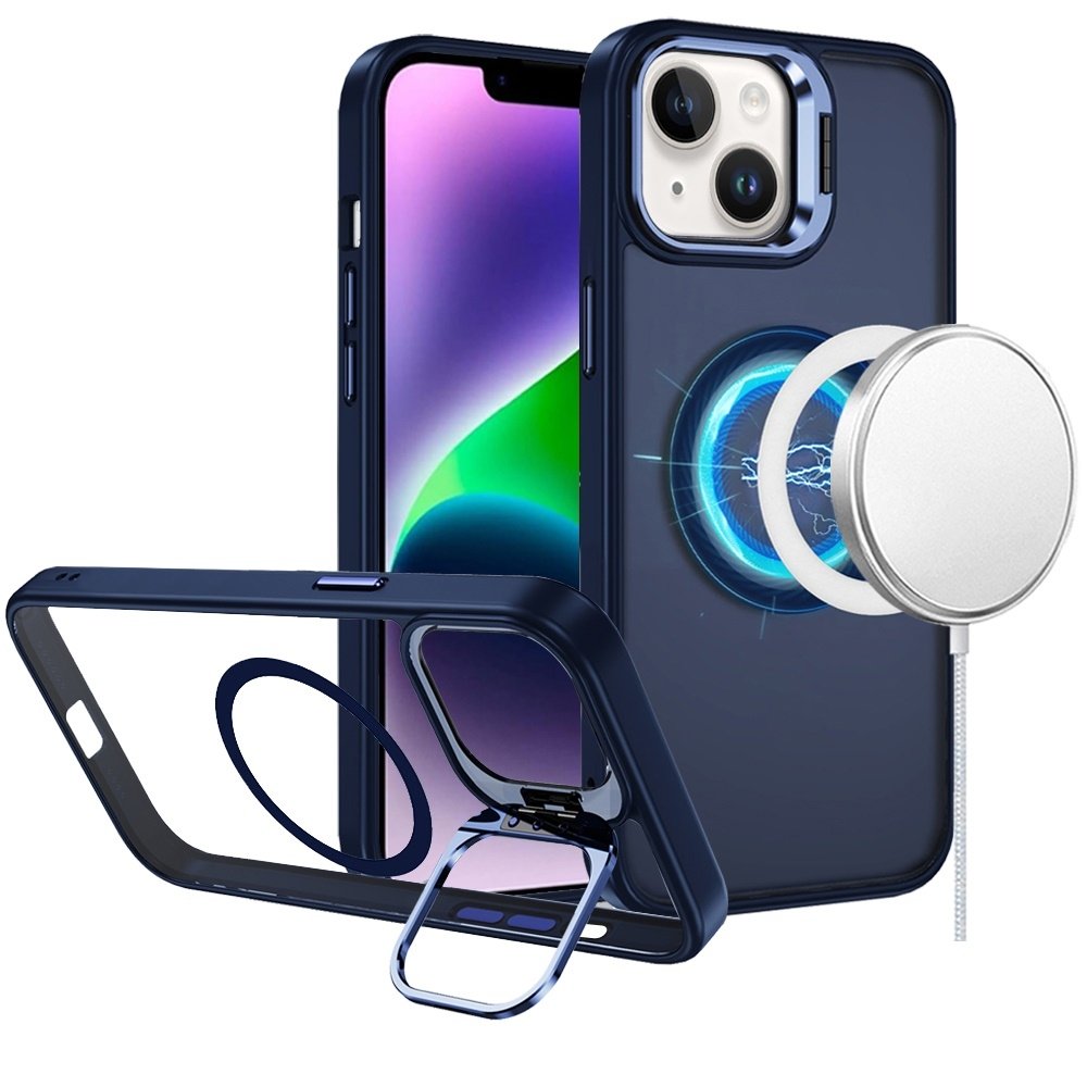 For Apple iPhone 14/13 Fearless Tough HQ Metallic Hybrid with Camera Ring Stand Magnetic Circle Case - Image 5
